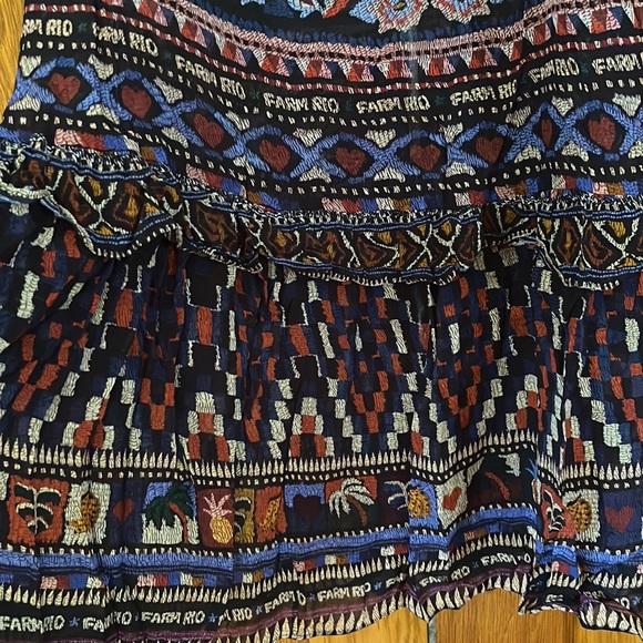 Farm Rio Ainika Tapestry Blue Maxi Skirt Tiered Size M - Picture 7 of 16